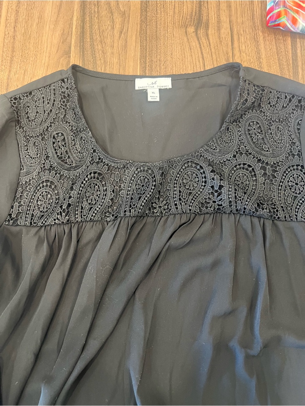 Shavonne Dorsey Black Lace Yoke Blouse